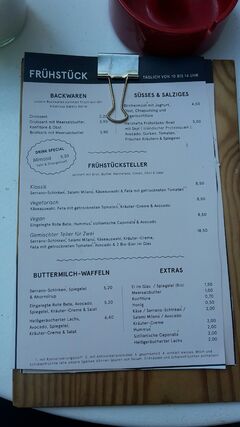 A menu of Kauf Dich Glücklich, Oderberger Straße