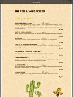 A menu of El Burrito