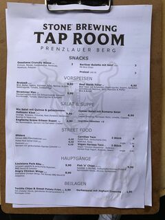 A menu of Stone Brewing Tap Room - Berlin, Prenzlauer Berg
