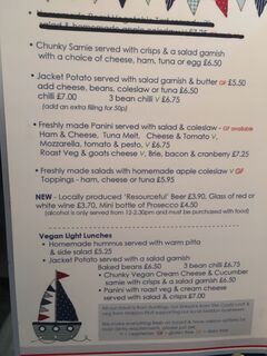 A menu of The Barge Tearooms