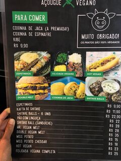 A menu of Açougue Vegano, Ipanema