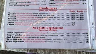 A menu of Les Pieds dans l'eau