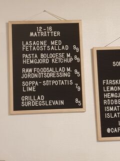A menu of Café Holmgången