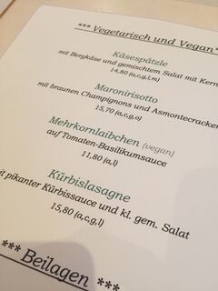 A menu of Bauernwirt