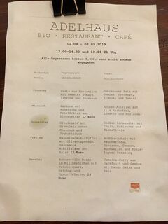 A menu of Adelhaus