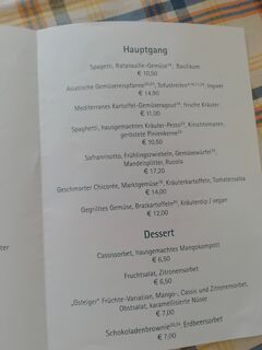 A menu of Auf der Gsteig