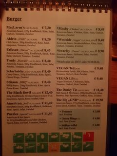 A menu of MacLaren's Pub
