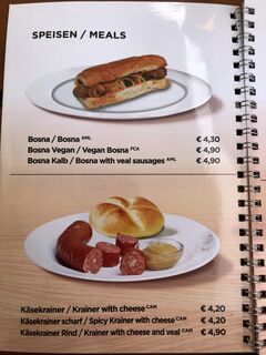 A menu of Kapuziner Imbiss
