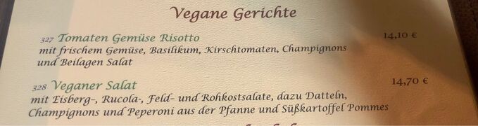 A menu of Zum Goldenen Hirsch