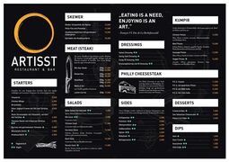 A menu of Artisst