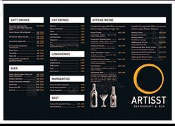 A menu of Artisst