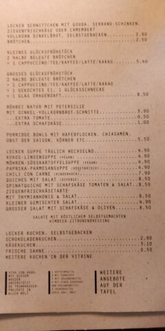 A menu of Pollok neues Glück