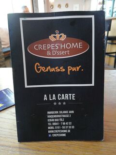 A menu of Crêpes’ Home & D’ssert