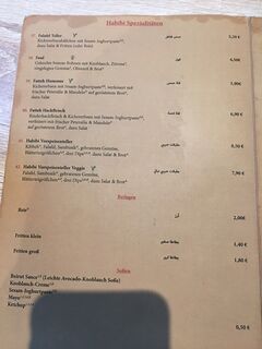 A menu of Habibi