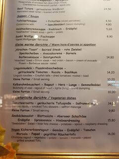 A menu of Seeböckenhotel Zum Weissen Hirschen