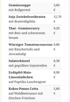 A menu of Gasthaus Hansi