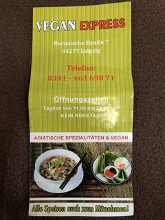 A menu of Vegan Express