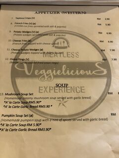 A menu of Veggielicious Cafe