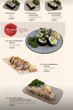 A menu of Oishi Sushi