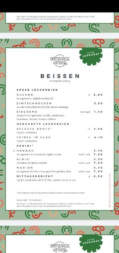 A menu of Samstagskinder