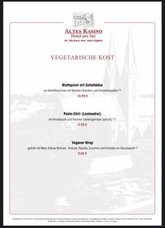 A menu of Altes Kasino