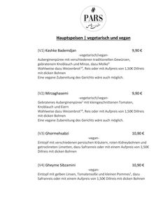 A menu of Pars