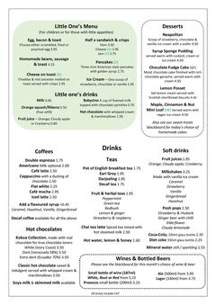 A menu of The Little Book Cafe