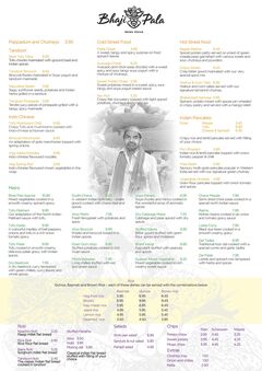 A menu of Bhaji Pala