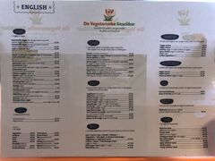 A menu of De Vegetarische Snackbar