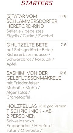 A menu of Holzfellas