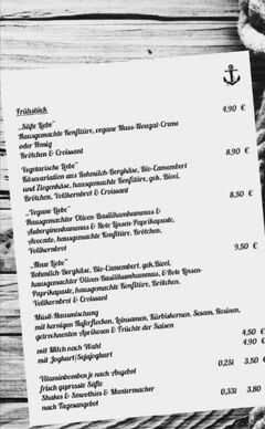 A menu of Café Neue Liebe