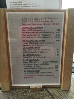 A menu of Das Voglhaus