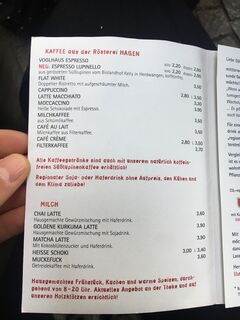 A menu of Das Voglhaus