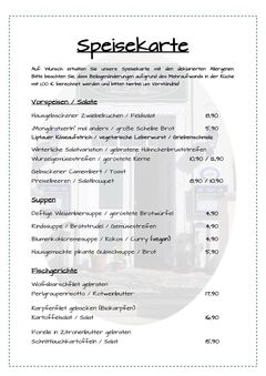 A menu of Zum Sorgenfrei