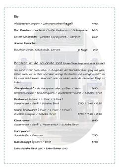 A menu of Zum Sorgenfrei