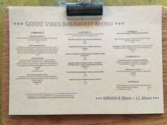 A menu of Good Vibes Café