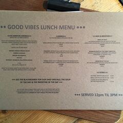 A menu of Good Vibes Café