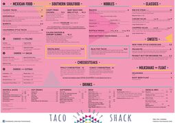 A menu of The Holy Taco Shack