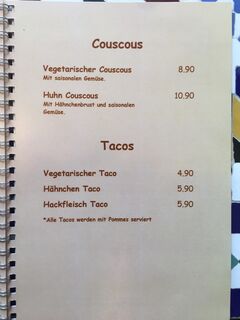 A menu of Tagine