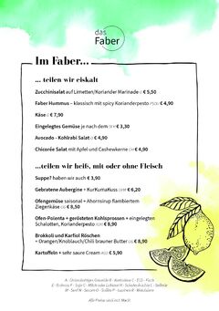 A menu of Das Faber