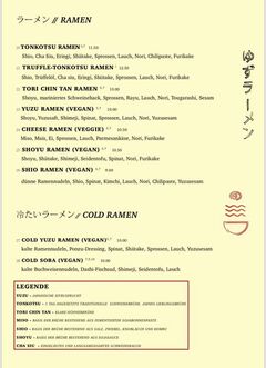 A menu of Yuzu Ramen