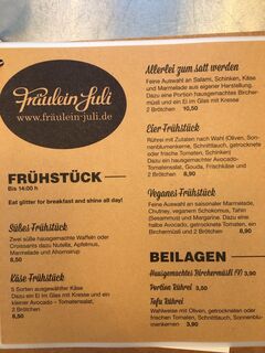 A menu of Fräulein Juli