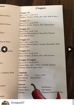 A menu of Croque57