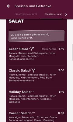 A menu of Cafe Del Sol, Hanau