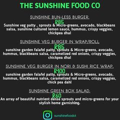 A menu of The Sunshine Food Co.