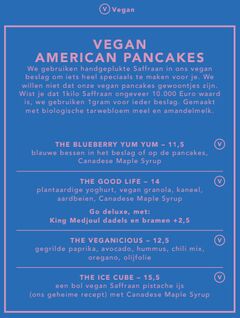 A menu of Moak Pancakes, City Center