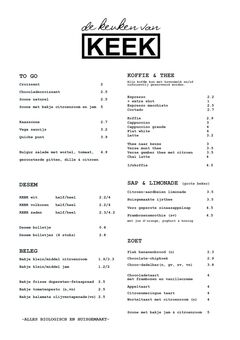 A menu of Keek