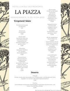 A menu of La Piazza