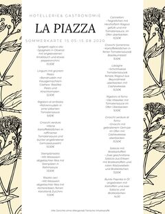 A menu of La Piazza