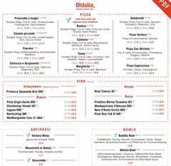 A menu of OhJulia, Killesberg